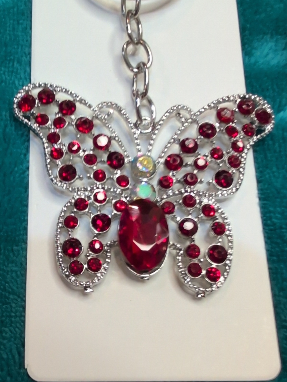 Red Crystal Butterfly Keychain
